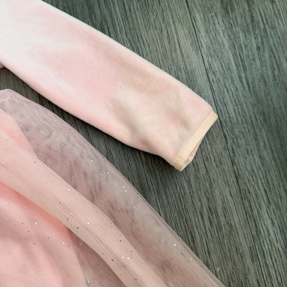 Hanna Andersson Balletcore Princess Pink Empire Waist Glitter Tulle Dress 18-24M